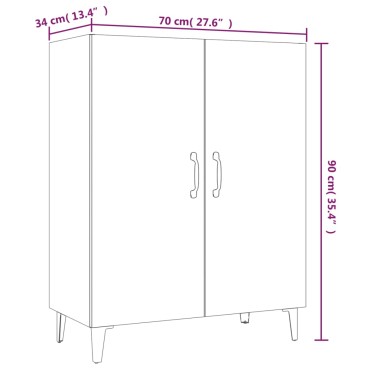 vidaXL Ντουλάπι Λευκό 70x34x90cm από Επεξεργασμένο Ξύλο 1 τεμ.