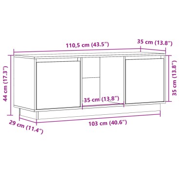 vidaXL Έπιπλο Τηλεόρασης 110,5x35x44cm από Μασίφ Ξύλο Πεύκου