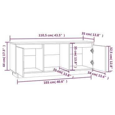 vidaXL Έπιπλο Τηλεόρασης 110,5x35x44cm από Μασίφ Ξύλο Πεύκου