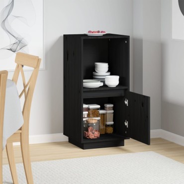 vidaXL Ντουλάπι Μαύρο 38x35x80cm από Μασίφ Ξύλο Πεύκου 1 τεμ.