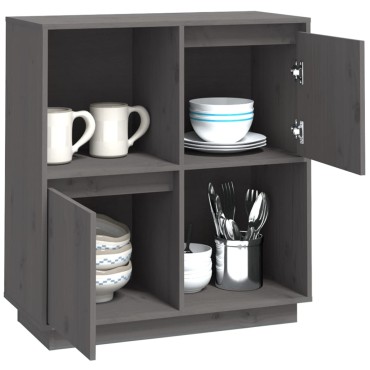 vidaXL Ντουλάπι Γκρι 74x35x80cm από Μασίφ Ξύλο Πεύκου 1 τεμ.
