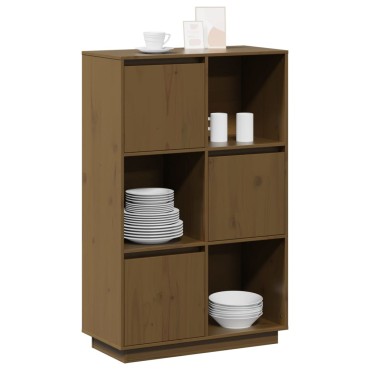vidaXL Ντουλάπι Ψηλό Μελί 74x35x117cm από Μασίφ Ξύλο Πεύκου 1 τεμ.