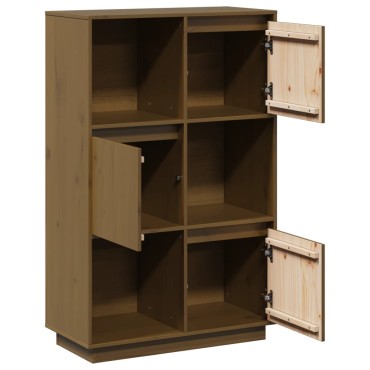 vidaXL Ντουλάπι Ψηλό Μελί 74x35x117cm από Μασίφ Ξύλο Πεύκου 1 τεμ.