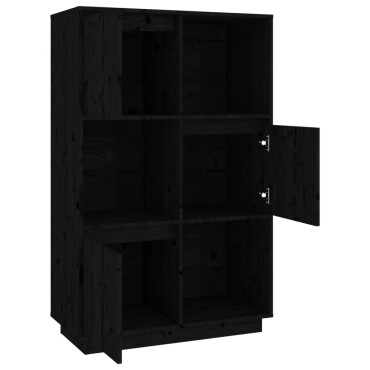 vidaXL Ντουλάπι Ψηλό Μαύρο 74x35x117cm από Μασίφ Ξύλο Πεύκου 1 τεμ.