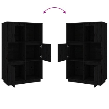 vidaXL Ντουλάπι Ψηλό Μαύρο 74x35x117cm από Μασίφ Ξύλο Πεύκου 1 τεμ.