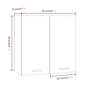 vidaXL Κρεμαστό Ντουλάπι Καπνιστή Δρυς 60x31x60cm Επεξεργασμένο Ξύλο