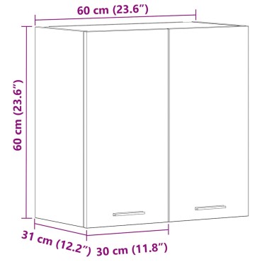 vidaXL Κρεμαστό Ντουλάπι Lyon Γκρι Sonoma 60x31 60cm 1 τεμ.