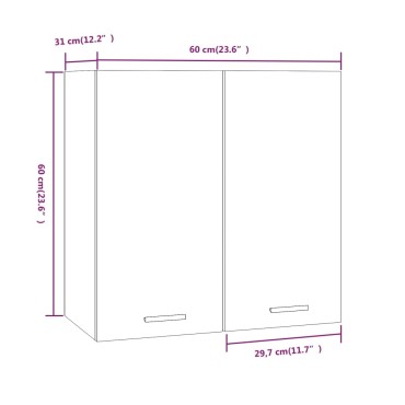 vidaXL Κρεμαστό Ντουλάπι Lyon Γκρι Sonoma 60x31 60cm 1 τεμ.
