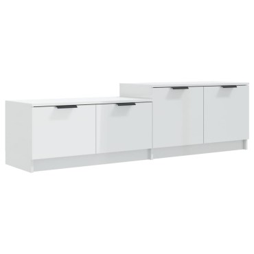 vidaXL Έπιπλο Τηλεόρασης Γυαλιστερό Λευκό 158,5x36x45 εκ. Επεξ. Ξύλο