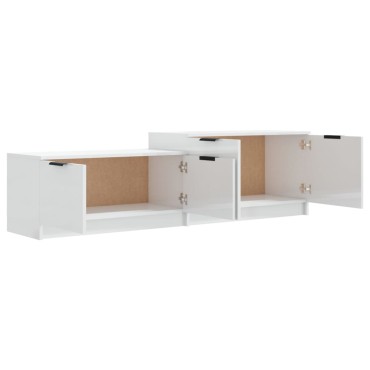 vidaXL Έπιπλο Τηλεόρασης Γυαλιστερό Λευκό 158,5x36x45cm Επεξ. Ξύλο