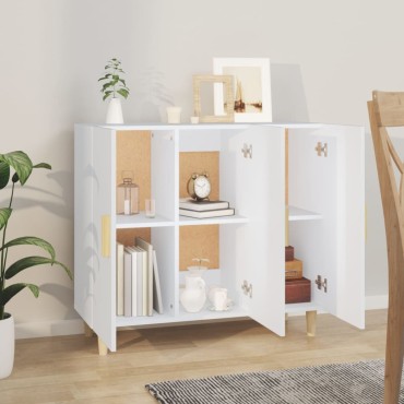 vidaXL Μπουφές Λευκός 90x34x80cm από Επεξεργασμένο Ξύλο 1 τεμ.