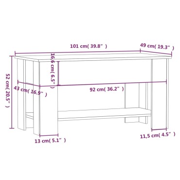 vidaXL Τραπεζάκι Σαλονιού Sonoma Δρυς 101x49x52cm Επεξεργασμένο Ξύλο 1 τεμ.