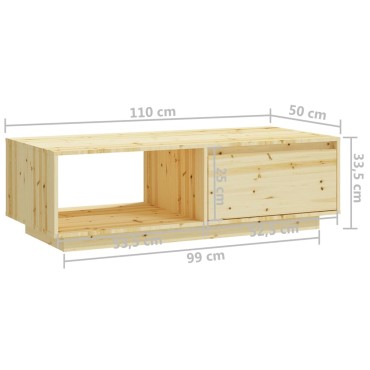 vidaXL Τραπεζάκι Σαλονιού 110x50x33,5cm από Μασίφ Ξύλο Ελάτης 1 τεμ.