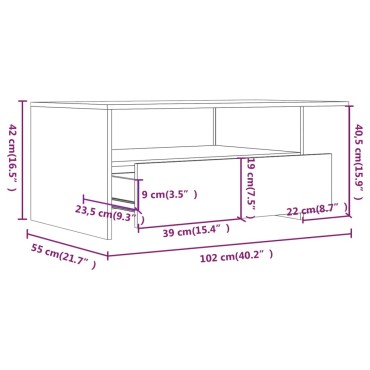 vidaXL Τραπεζάκι Σαλονιού Γυαλιστερό Λευκό 102x55x42cm Επεξεργ. Ξύλο 1 τεμ.