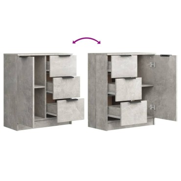 vidaXL Συρταριέρα Γκρι Σκυροδέματος 60x30x70cm Επεξεργασμένο Ξύλο 1 τεμ.