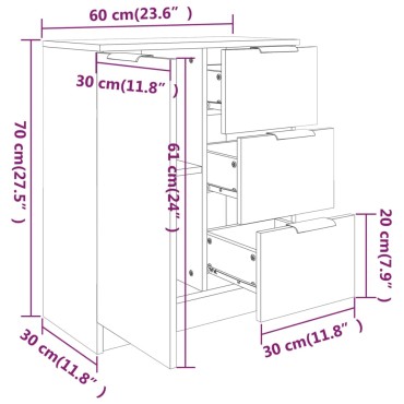 vidaXL Συρταριέρα Γκρι Σκυροδέματος 60x30x70cm Επεξεργασμένο Ξύλο 1 τεμ.