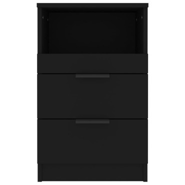 vidaXL Κομοδίνο Μαύρο από Επεξεργασμένο Ξύλο 40x36x65cm 1 τεμ.