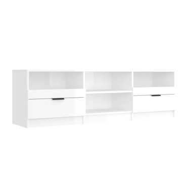 vidaXL Έπιπλο Τηλεόρασης Γυαλ. Λευκό 150x33,5x45cm από Επεξεργ. Ξύλο