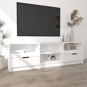 vidaXL Έπιπλο Τηλεόρασης Γυαλ. Λευκό 150x33,5x45cm από Επεξεργ. Ξύλο