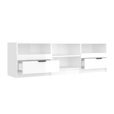 vidaXL Έπιπλο Τηλεόρασης Γυαλ. Λευκό 150x33,5x45cm από Επεξεργ. Ξύλο