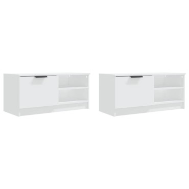 vidaXL Έπιπλα Τηλεόρασης 2 τεμ. Λευκό 80x35x36,5cm Επεξεργ. Ξύλο