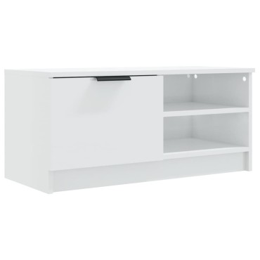 vidaXL Έπιπλο Τηλεόρασης Γυαλ. Λευκό 80x35x36,5cm Επεξεργασμένο Ξύλο