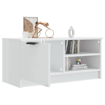 vidaXL Έπιπλο Τηλεόρασης Γυαλ. Λευκό 80x35x36,5cm Επεξεργασμένο Ξύλο