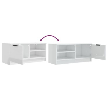 vidaXL Έπιπλο Τηλεόρασης Γυαλ. Λευκό 80x35x36,5cm Επεξεργασμένο Ξύλο