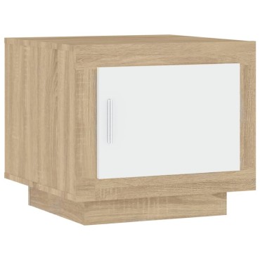 vidaXL Τραπεζάκι Σαλονιού Λευκό & Sonoma Δρυς 51x50x45cm Επεξ. Ξύλο 1 τεμ.