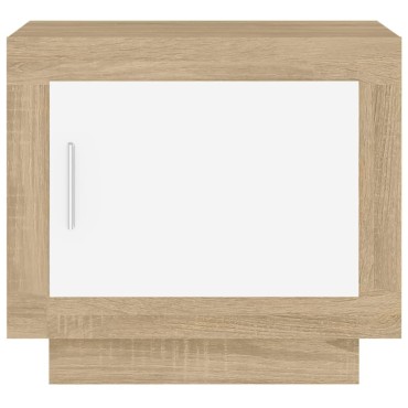 vidaXL Τραπεζάκι Σαλονιού Λευκό & Sonoma Δρυς 51x50x45cm Επεξ. Ξύλο 1 τεμ.