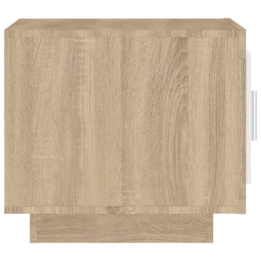 vidaXL Τραπεζάκι Σαλονιού Λευκό & Sonoma Δρυς 51x50x45cm Επεξ. Ξύλο 1 τεμ.
