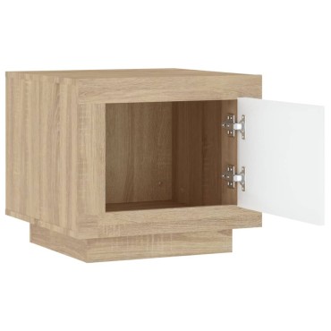 vidaXL Τραπεζάκι Σαλονιού Λευκό & Sonoma Δρυς 51x50x45cm Επεξ. Ξύλο 1 τεμ.