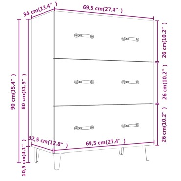 vidaXL Ντουλάπι Καπνιστή Δρυς 69,5x34x90cm Επεξεργασμένο Ξύλο 1 τεμ.