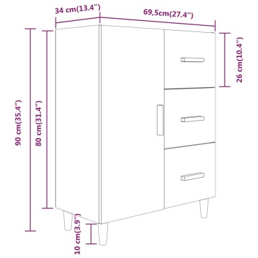 vidaXL Ντουλάπι Γκρι Sonoma 69,5x34x90cm από Επεξεργασμένο Ξύλο 1 τεμ.