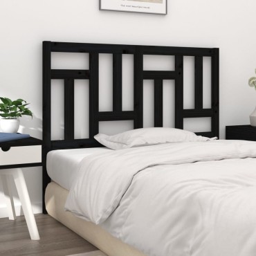 vidaXL Κεφαλάρι Κρεβατιού Μαύρο 205,5x4x100cm Μασίφ Ξύλο Πεύκου 1 τεμ.