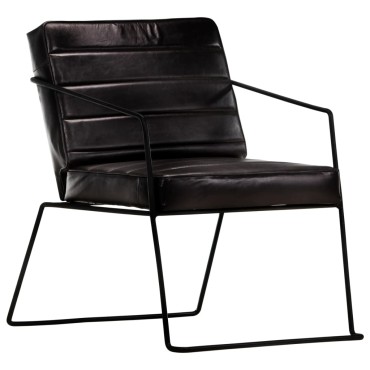 vidaXL Πολυθρόνα Μαύρη από Γνήσιο Δέρμα 52x70x71cm 1 τεμ.
