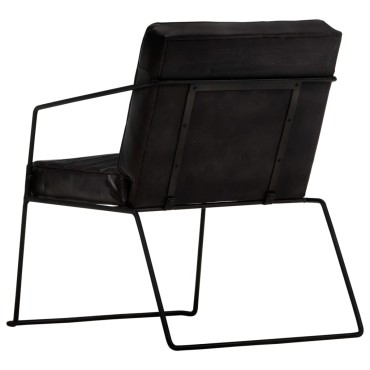 vidaXL Πολυθρόνα Μαύρη από Γνήσιο Δέρμα 52x70x71cm 1 τεμ.