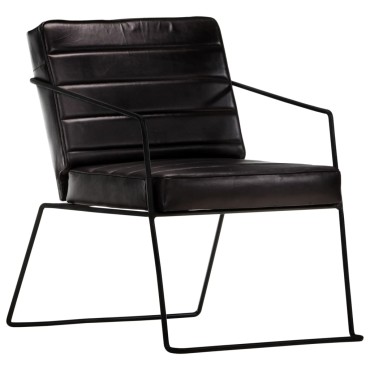 vidaXL Πολυθρόνα Μαύρη από Γνήσιο Δέρμα 52x70x71cm 1 τεμ.