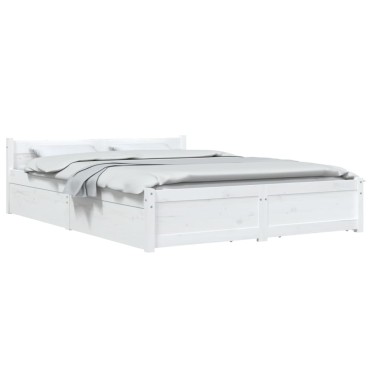 vidaXL Πλαίσιο Κρεβατιού με Συρτάρια Λευκό 140x200cm 1 τεμ. - Διπλό