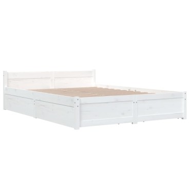 vidaXL Πλαίσιο Κρεβατιού με Συρτάρια Λευκό 140x200cm 1 τεμ. - Διπλό