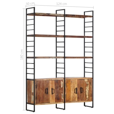 vidaXL Βιβλιοθήκη με 4 Επίπεδα 124x30x180cm Μασίφ Ανακυκλωμένο Ξύλο 1 τεμ.