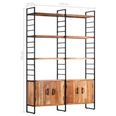 vidaXL Βιβλιοθήκη με 4 Επίπεδα 124x30x180cm Μασίφ Ξύλο Ακακίας 1 τεμ.