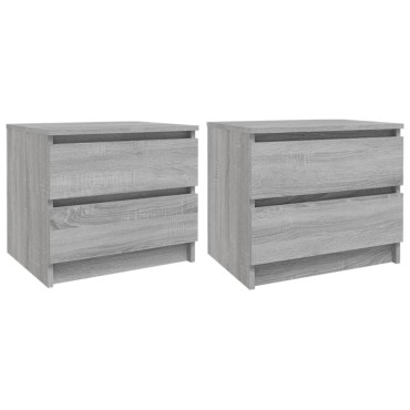 vidaXL Κομοδίνα 2 τεμ. Γκρι Sonoma 50x39x43,5cm Επεξεργασμένο Ξύλο