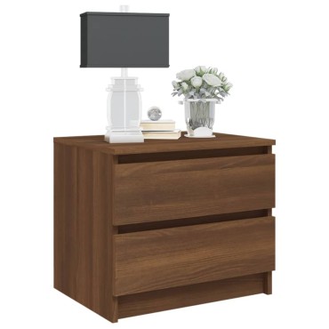 vidaXL Κομοδίνο Καφέ Δρυς 50x39x43,5cm από Επεξεργασμένο Ξύλο 1 τεμ.