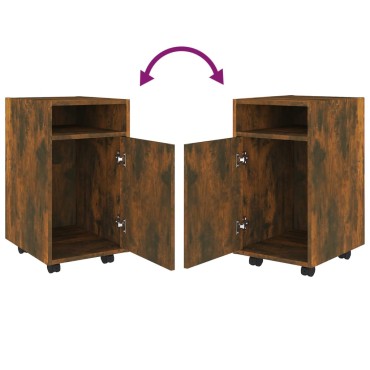 vidaXL Ντουλάπι με Ροδάκια Καπνιστή Δρυς 33x38x60cm Επεξεργ. ξύλο 1 τεμ.