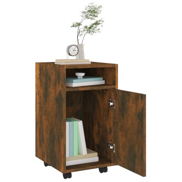 vidaXL Ντουλάπι με Ροδάκια Καπνιστή Δρυς 33x38x60cm Επεξεργ. ξύλο 1 τεμ.