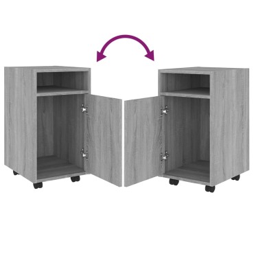 vidaXL Ντουλάπι με Ροδάκια Γκρι Sonoma 33x38x60cm Επεξεργασμένο ξύλο 1 τεμ.