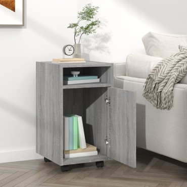 vidaXL Ντουλάπι με Ροδάκια Γκρι Sonoma 33x38x60cm Επεξεργασμένο ξύλο 1 τεμ.