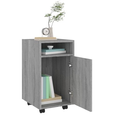 vidaXL Ντουλάπι με Ροδάκια Γκρι Sonoma 33x38x60cm Επεξεργασμένο ξύλο 1 τεμ.