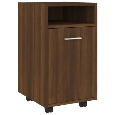 vidaXL Ντουλάπι με Ροδάκια Καφέ Δρυς 33x38x60cm Επεξεργασμένο ξύλο 1 τεμ.